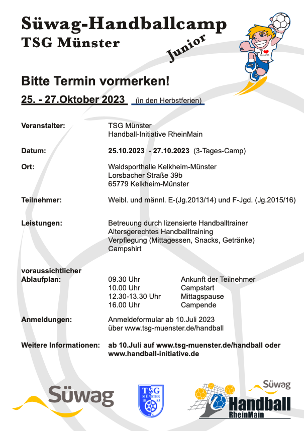 2023-06-29 Camp Junior Flyer Münster Okt23 Ankündigung